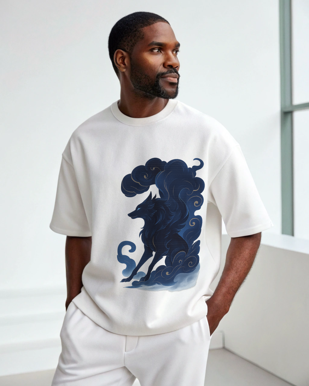 Premium Terry Oversized Tee Shadow Wolf | Unisex