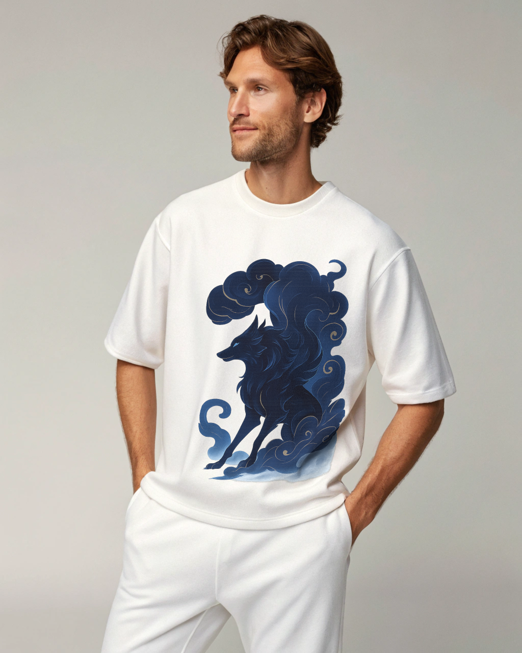 Premium Terry Oversized Tee Shadow Wolf | Unisex
