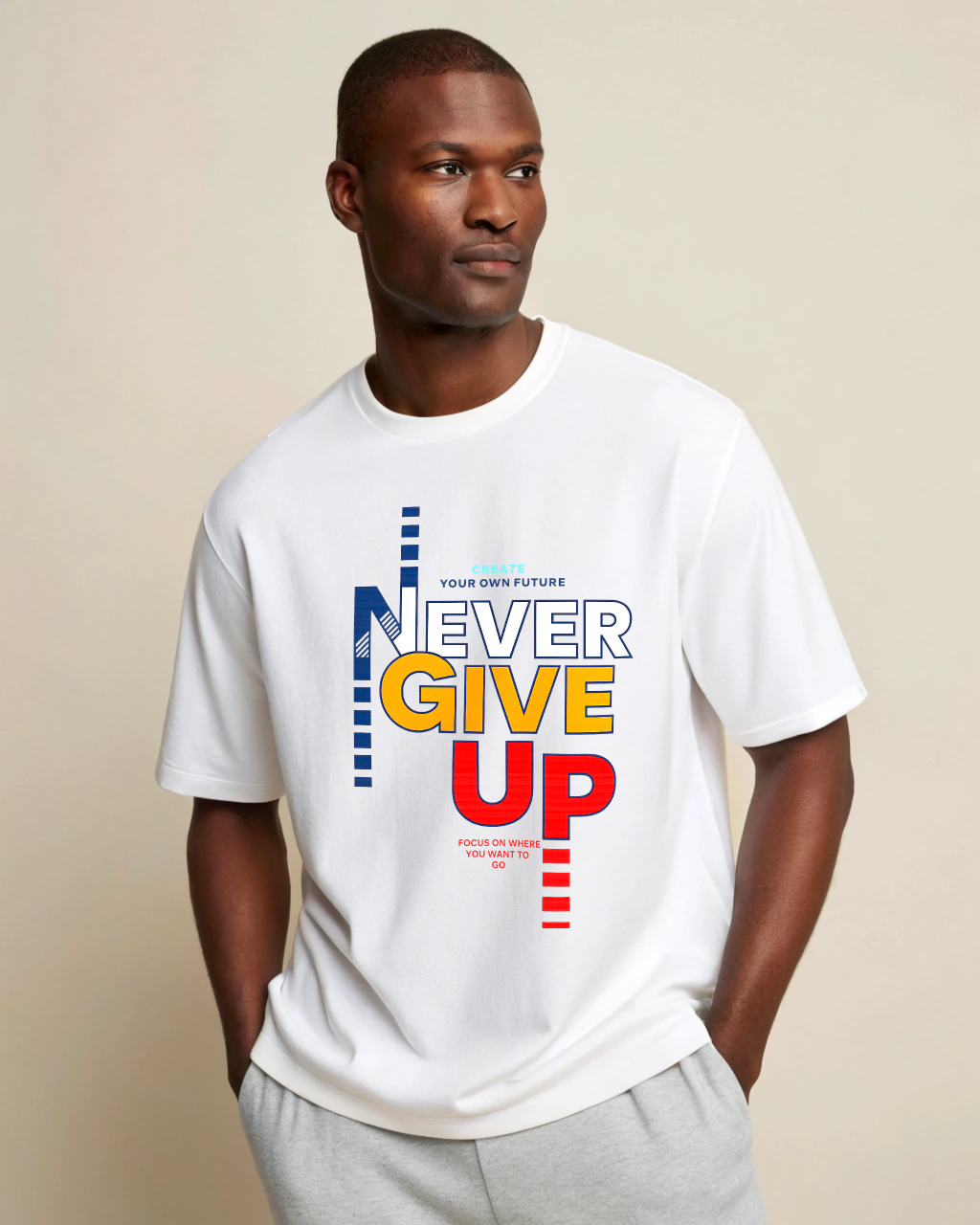 Oversized French Terry Tee | Never Give Up