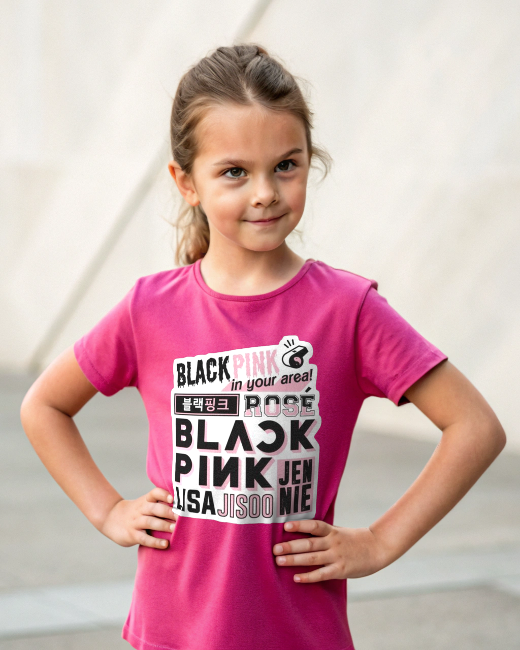 Black Pink Girl's Crew Neck T-Shirt | LayeredFlex