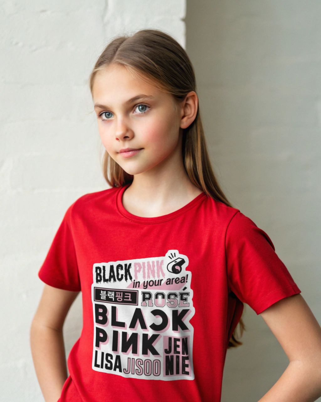 Black Pink Girl's Crew Neck T-Shirt | LayeredFlex