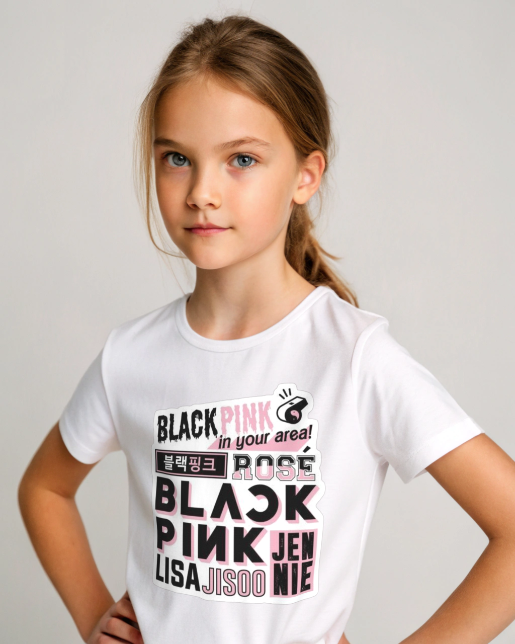 Black Pink Girl's Crew Neck T-Shirt | LayeredFlex