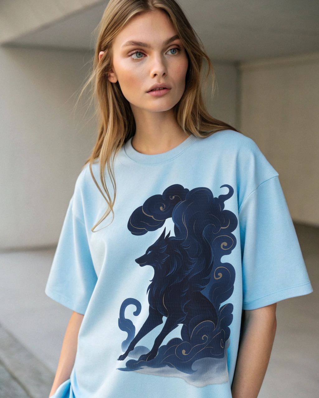 Premium Terry Oversized Tee Shadow Wolf | Unisex
