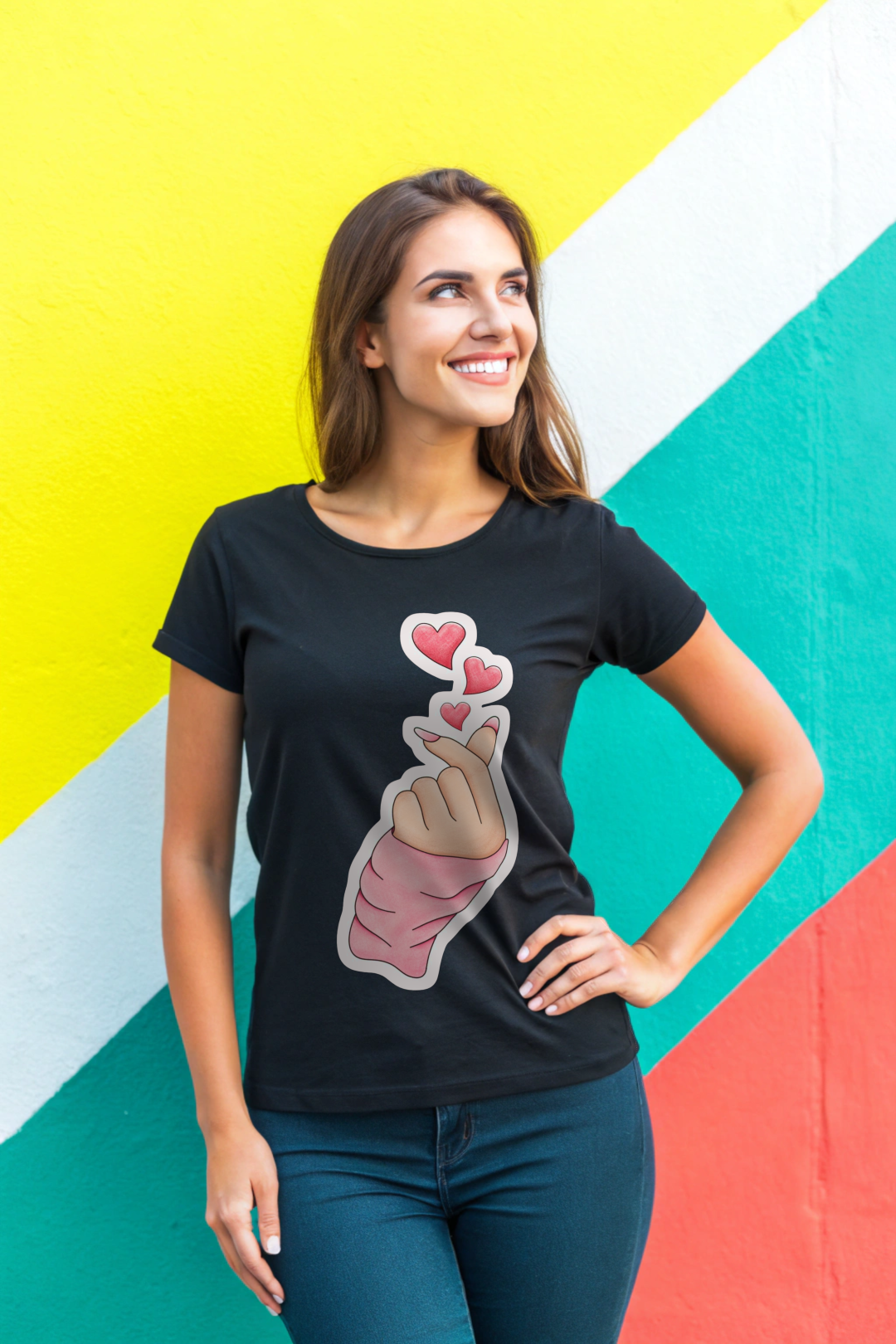 Korean Heart emoji T-shirt For Women