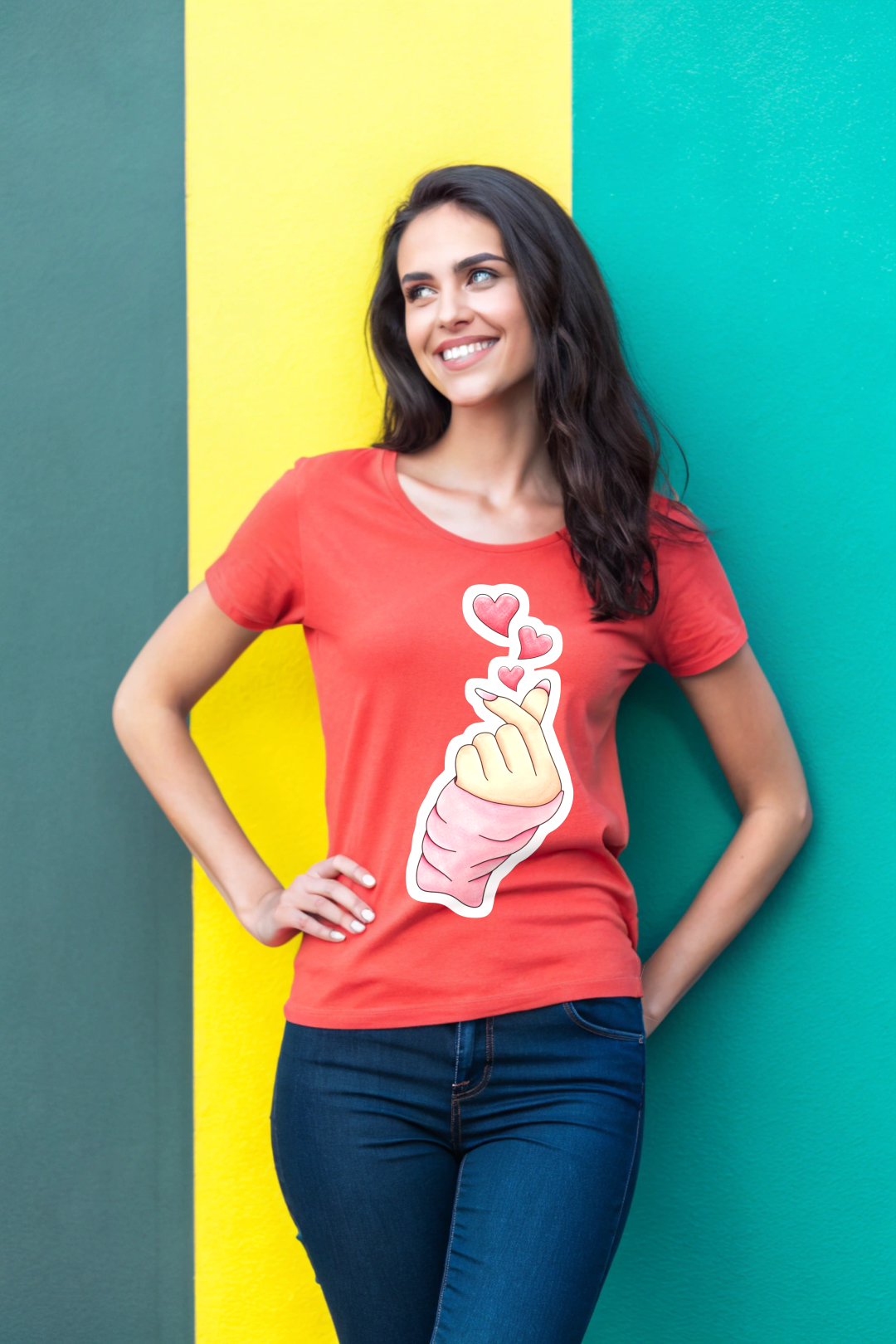 Korean Heart emoji T-shirt For Women