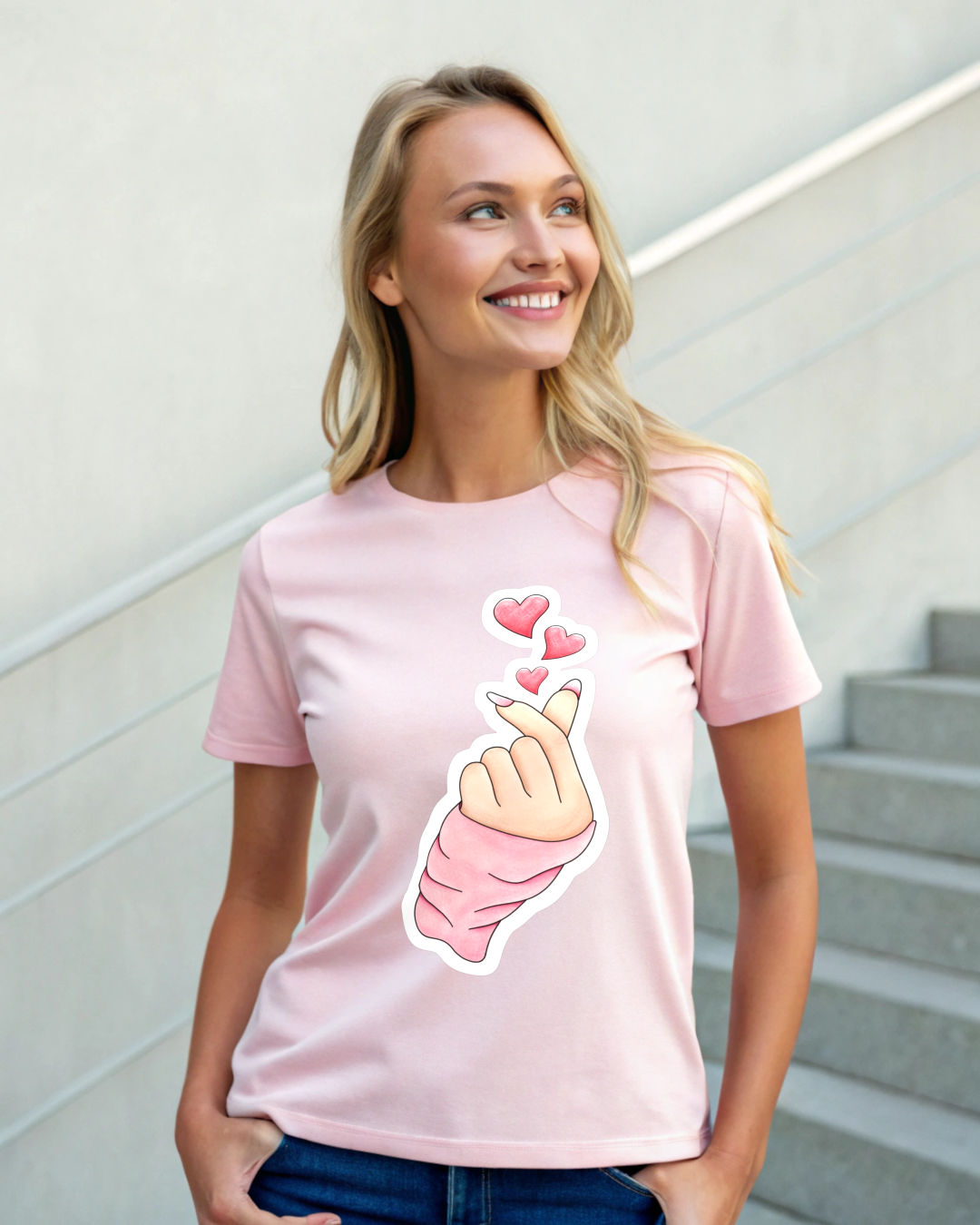 Korean Heart emoji T-shirt For Women